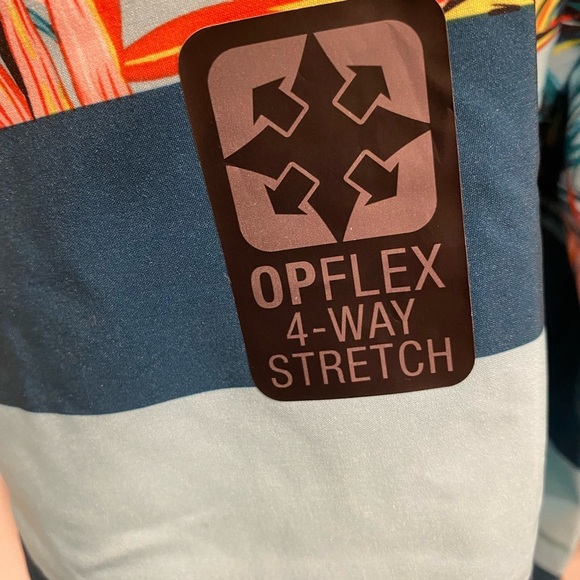 OP Blue and Orange Board Shorts Tropical Stripes - Picture 6 of 7